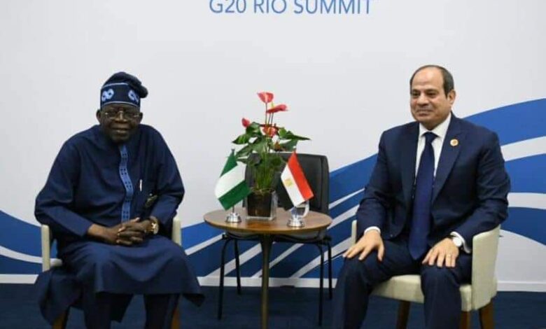الرئيس السيسي يلتقي مع نظيره النيجيري على هامش قمة مجموعة العشرين