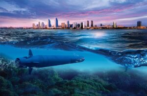 صورة توضيحية للطوربيد تحت الماء