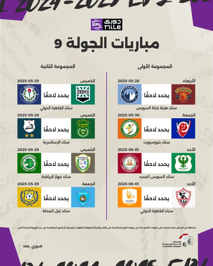 رابطة الأندية تعلن مواعيد مباريات المرحلة النهائية من الدوري المصري 2024-25